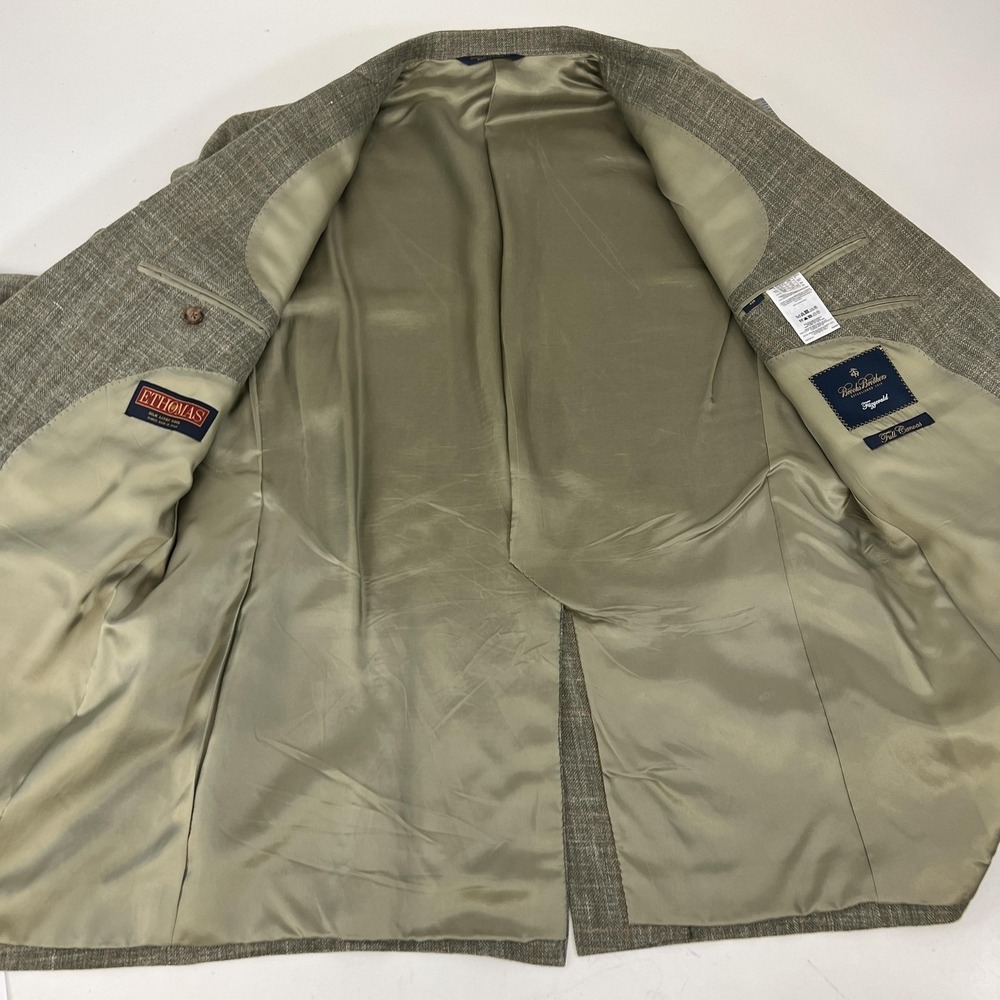 Brooks Brothers Fitzgerald Silk Linen E Thomas  43R Gray Herringbone Sport Coat - Picture 10 of 16